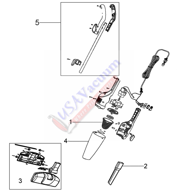 Bissell 3106 FeatherWeight Stick Vacuum Parts List & Schematic