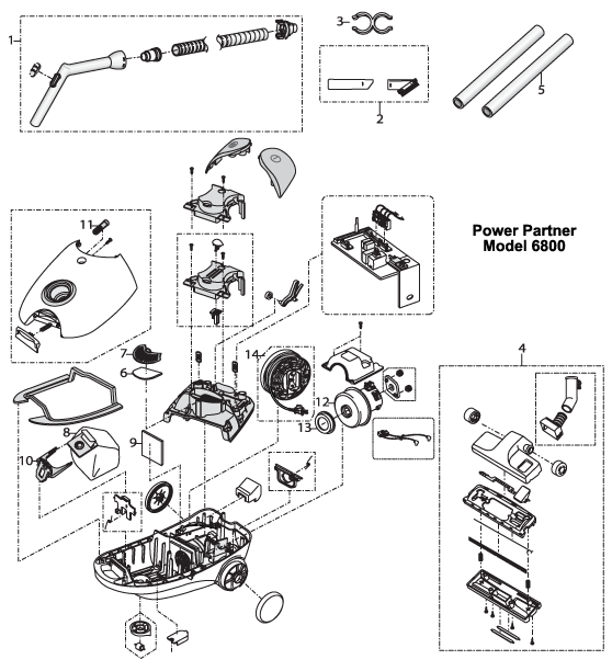 Bissell 6800 Power Partner Canister Vac Parts List & Schematic, Bissel Model 6800 Parts List & Schematic