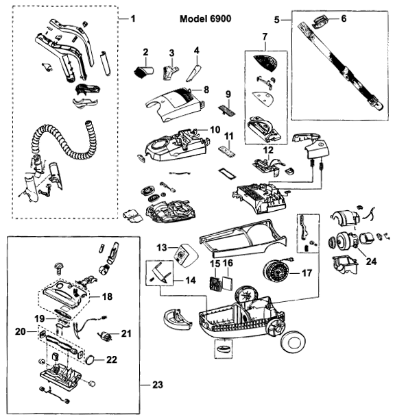 Bissell 6900 DigiPro Canister Parts List & Schematic, Bissell Model 6900 Parts List & Schematic