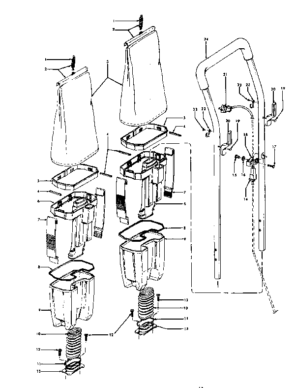 Hoover C1119 Twin Conquest Upright Vacuum Cleaner Parts List & Schematic