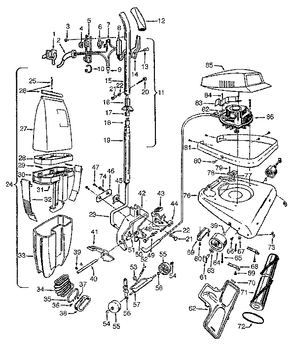 Hoover C1429 Commercial Upright Vacuum Parts LIst & Schematic, Hoover Model C1429 Parts List & Schematic