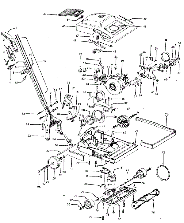 Hoover C1805 Professional Commercial Upright Parts List & Schematic, Hoover Model C1805 Parts LIst & Schematic