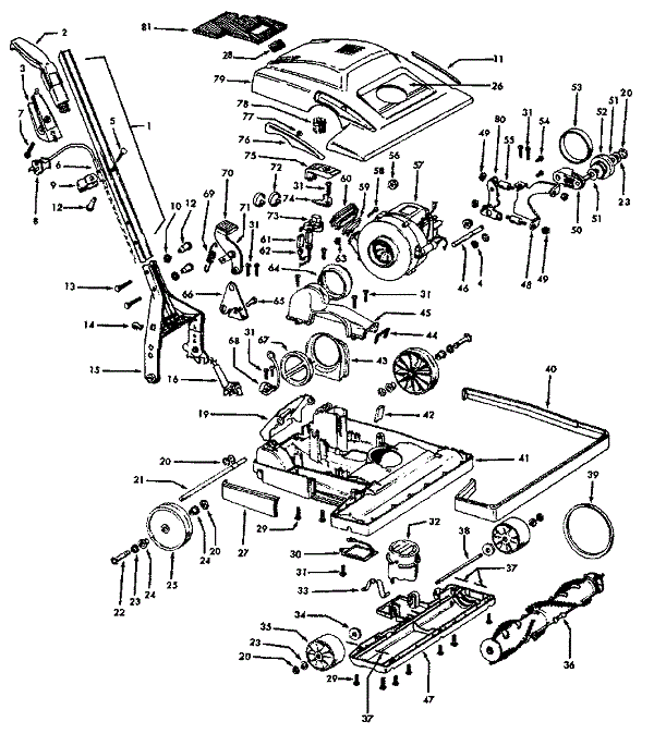 Hoover C1810 Conquest Upright Parts List & Schematic, Hoover Model C1810 Parts List & Schematic