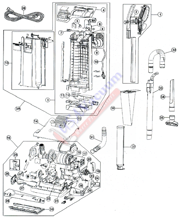 Hoover CH50100 Insight Commercial Upright Parts List & Schematic, Hoover Model CH50100 Parts List & Schematic