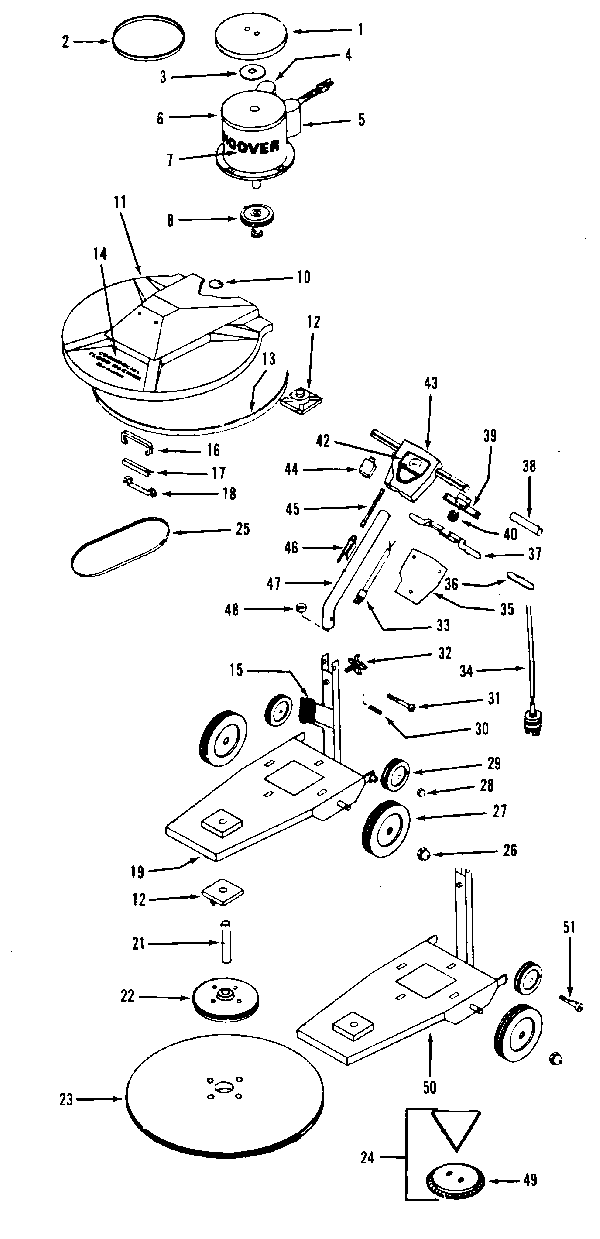 Hoover F7095 Commercial Floor Burnisher Parts List & Schematic