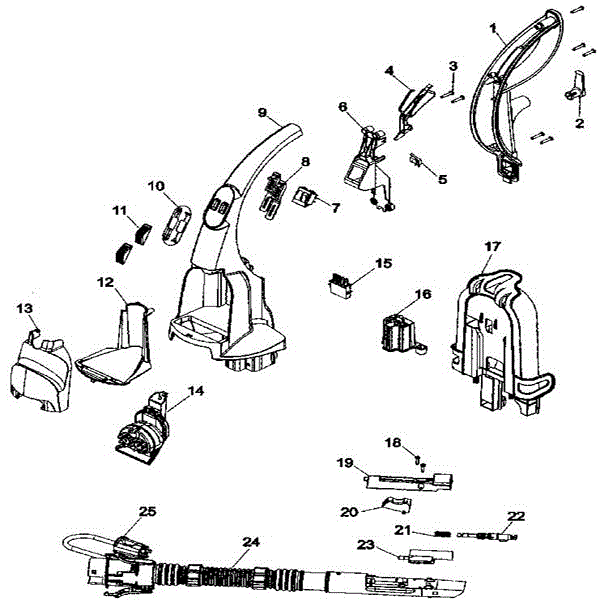 Hoover F7452 SteamVac MaxExtract All-Terrain Carpet Washer Upper Handle Parts List & Schematic, Hoover Model FH7452 Parts List & Schematic