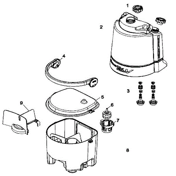 Hoover F7222 SteamVac MaxExtract All-Terrain Carpet Washer Tank Assembly Parts List & Schematic, Hoover Model FH7452 Parts List & Schematic