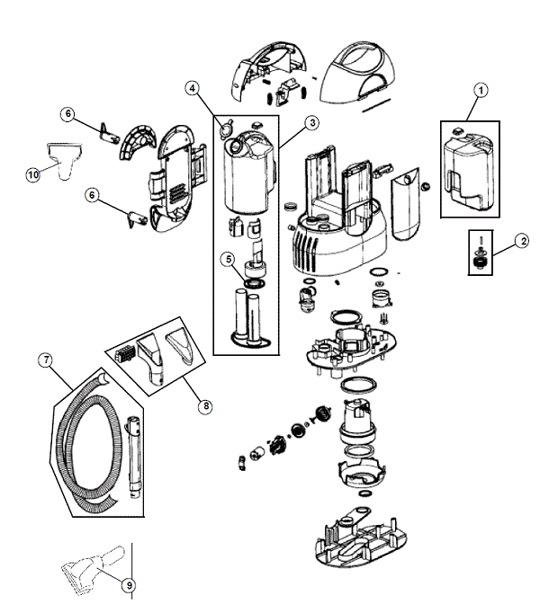 Hoover FH10025 Multi Surface Spot Scrubber Parts List & Schematic