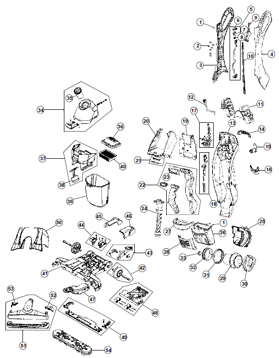 Hoover FH40005 FloorMate Parts List & Schematic