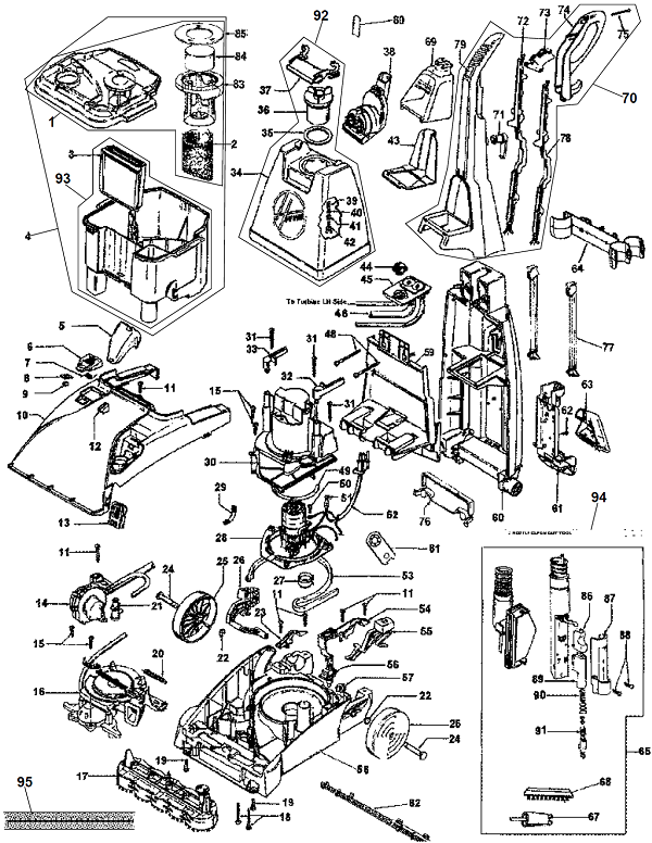 Hoover FH50044 F5914 - SteamVac With Clean Surge Parts List & Schematic
