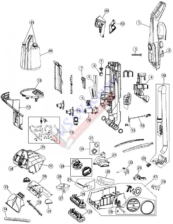 FH50220 - Hoover Steamvac Max Extract 6 Pressurepro / 77 Multi-Surface & Pro Parts List & Schematic
