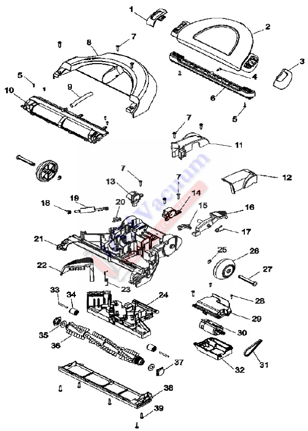 Hoover H2850 FloorMate PowerBrush Nozzle Assembly Parts List & Schematic, Hoover Model H2850 Nozzle Assembly Parts List & Schematic