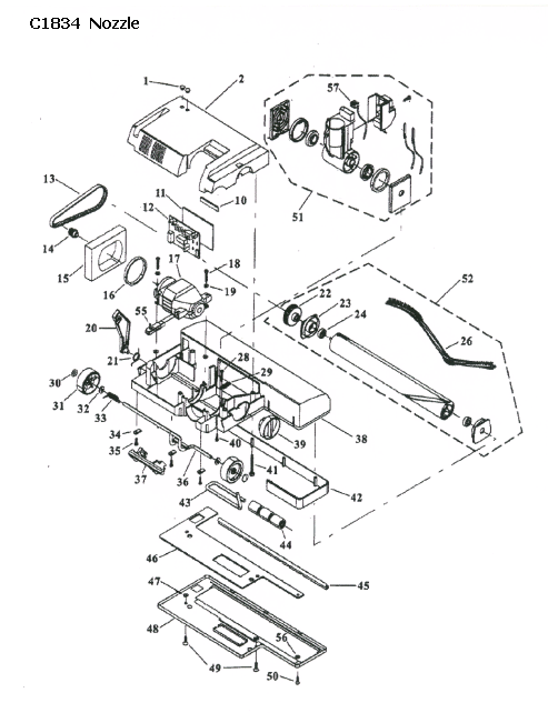 Hoover C1834 Commercial Double Duty 2 Motor Upright Parts List & Schematic, Hoover Model C1834 Parts List & Schematic