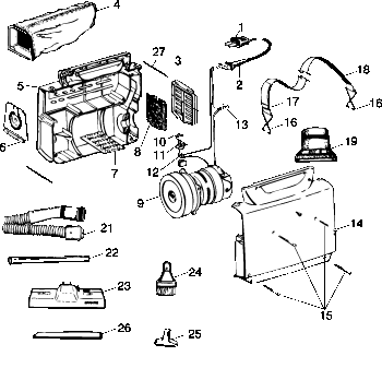 Hoover S1015 PortaPower Commercial Shoulder Vac Parts List & Schematic, Hoover Model S1015 Parts List & Schematic