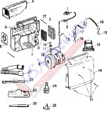 Hoover S1079 Portapower Vacuum Cleaner Parts List & Schematic