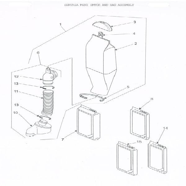 Kirby Sentria (G10) Mini Emtor and Bag Assembly