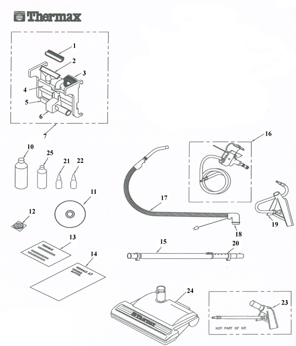 Thermax AF1 Home Environment Cleaning System Accessory Kit Parts List & Schematic