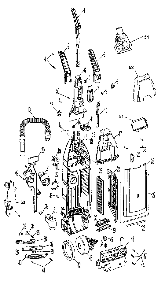 Hoover U6434 Self-Propelled WindTunnel Upright Vacuum Parts List & Schematic