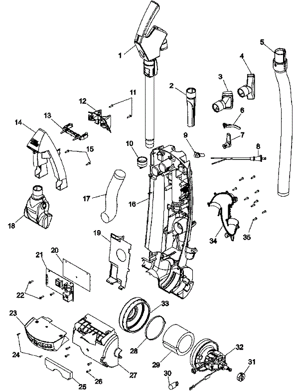 Hoover U8351 WindTunnel 2 Extra Reach Parts List & Schematic