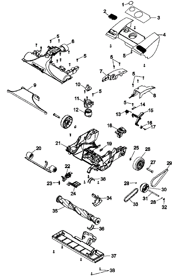 Hoover U8347 WindTunnel 2 Extra Reach Parts List & Schematic