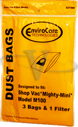 Shop Vac Replacement  Mighty Mini Dust Bags 3 Pack  831SW