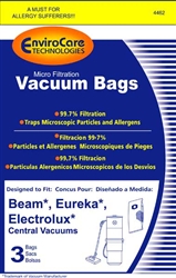 Beam / Eureka / Electrolux Paper Bag  Central Vac Micro 3 Pack Envirocare
