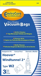 Hoover "W2" Paper Bag Micro Filter 3 Pack Replacement 329